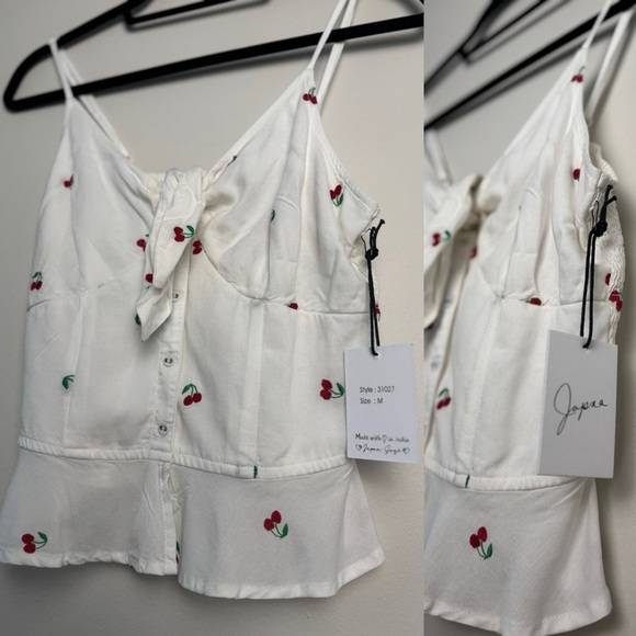 Japna Tops - Japna White Crop Top Cherries Size Medium  NWT